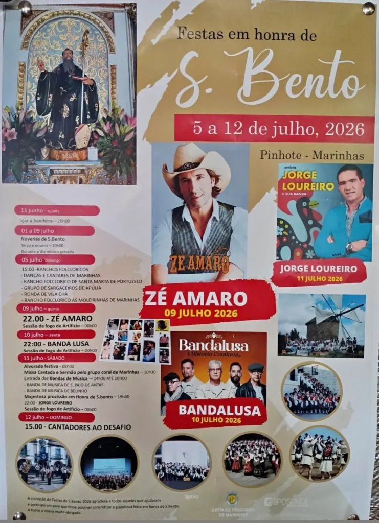 Cartaz Festas em honra de S. Bento 2026 - Marinhas