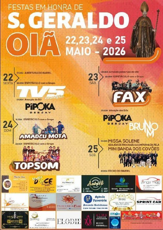 Cartaz Festas em honra de S. Geraldo 2026 - Oiã