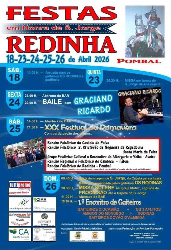 Cartaz Festas em honra de S. Jorge 2026 - Redinha