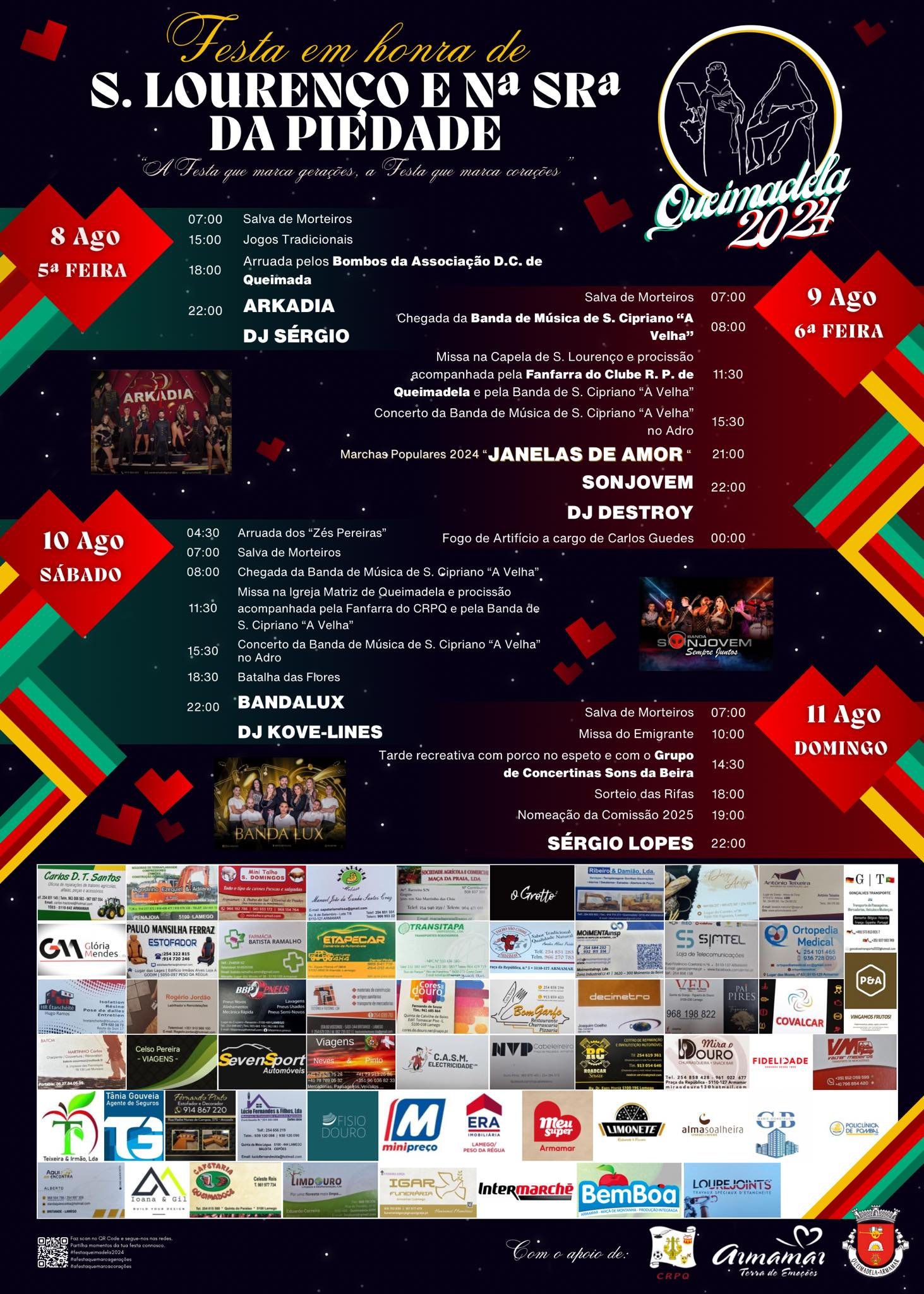 Cartaz Festas em Honra de S. Lourenço e N.ª Sr.ª da Piedade 2024 - Armamar