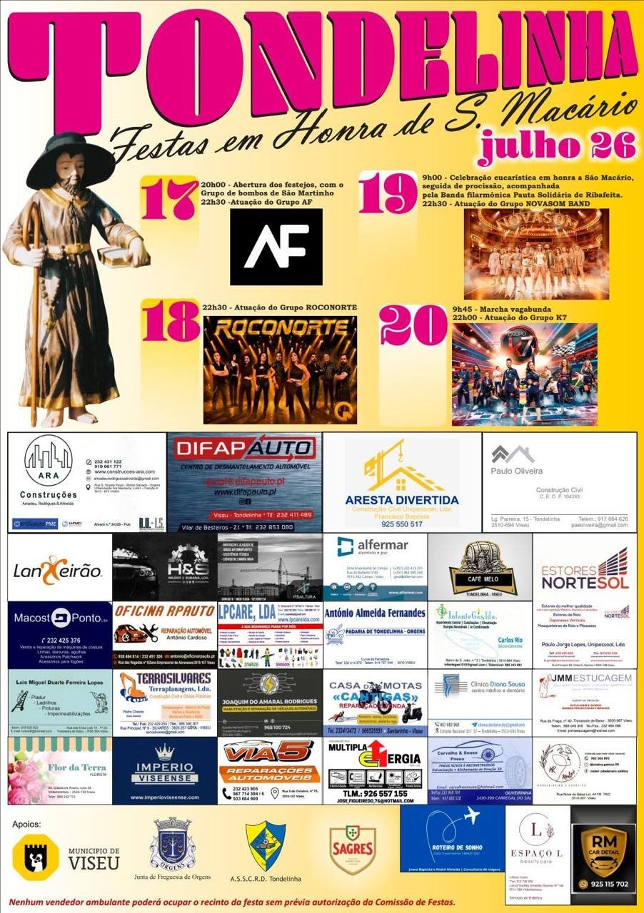 Cartaz Festas em Honra de S. Macário 2026 - Tondelinha