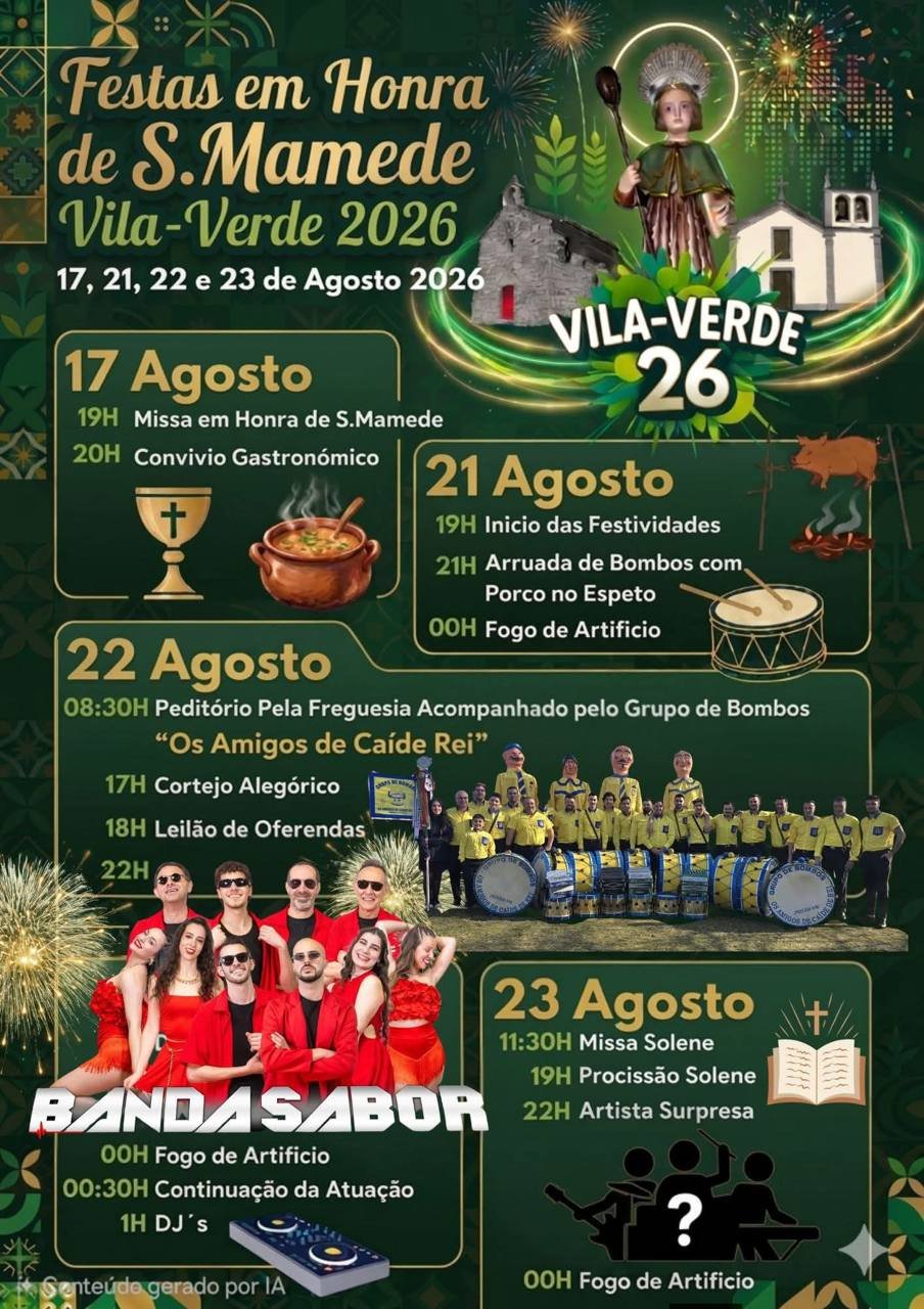 Cartaz Festas em Honra de S.Mamede 2026 - Vila-Verde