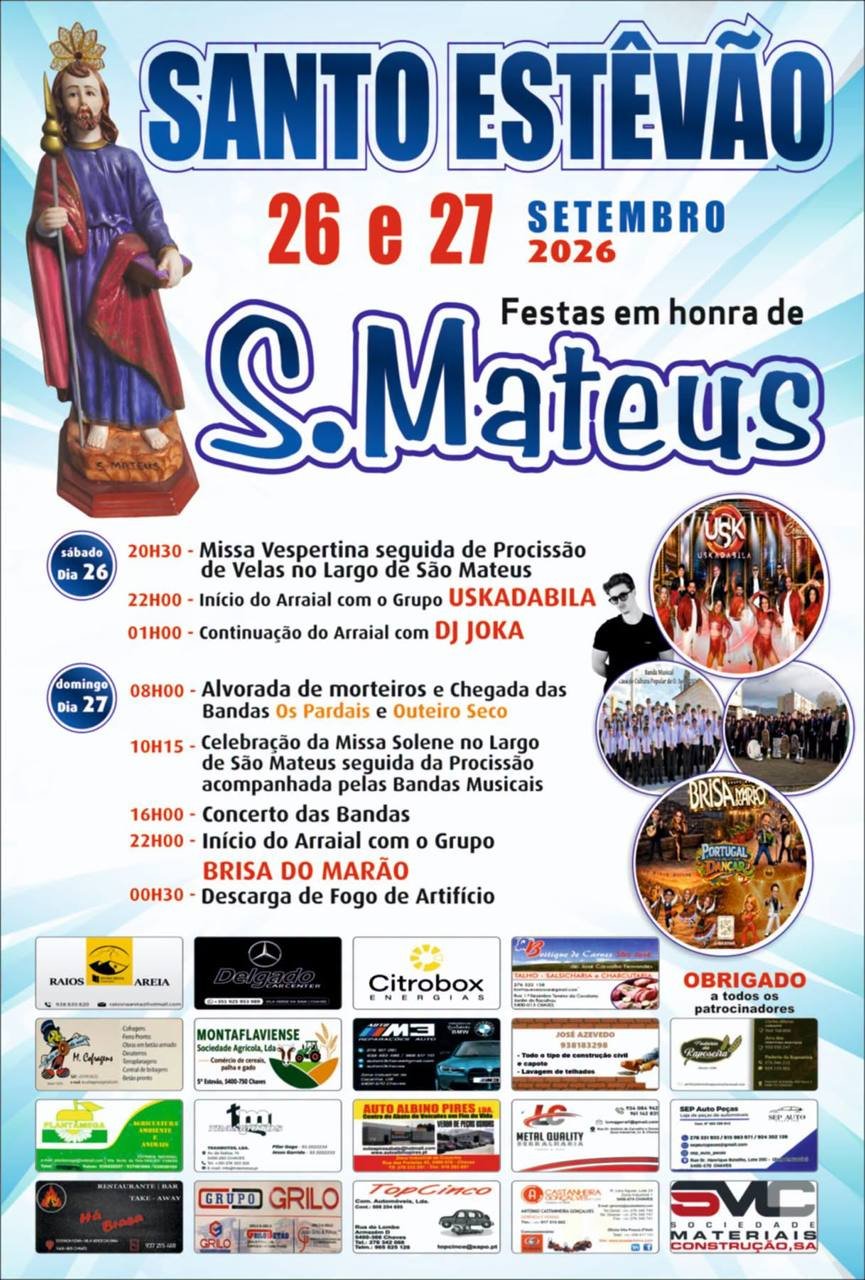 Cartaz Festas em honra de S. Mateus 2026 - Santo Estêvão