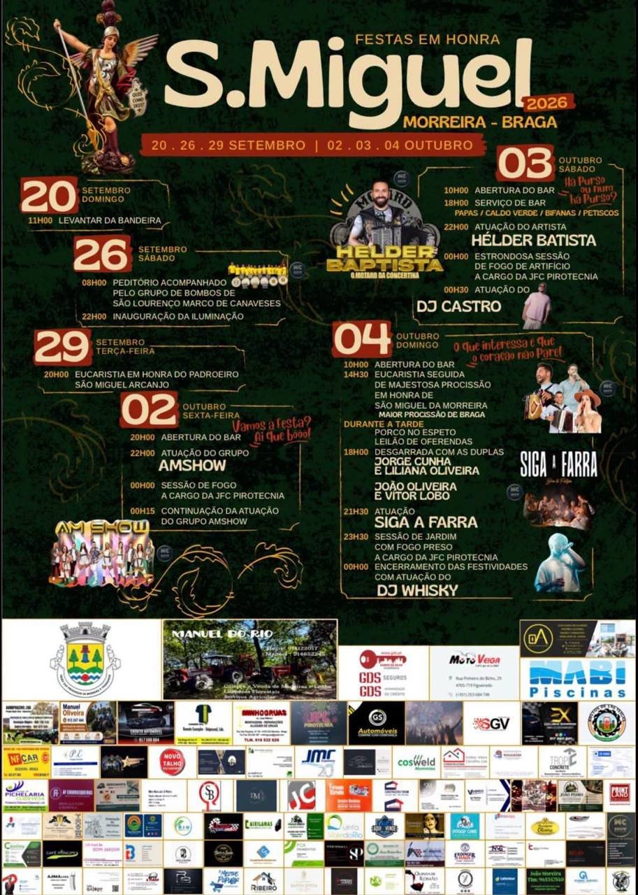 Cartaz Festas em honra de S. Miguel 2026 - Morreira