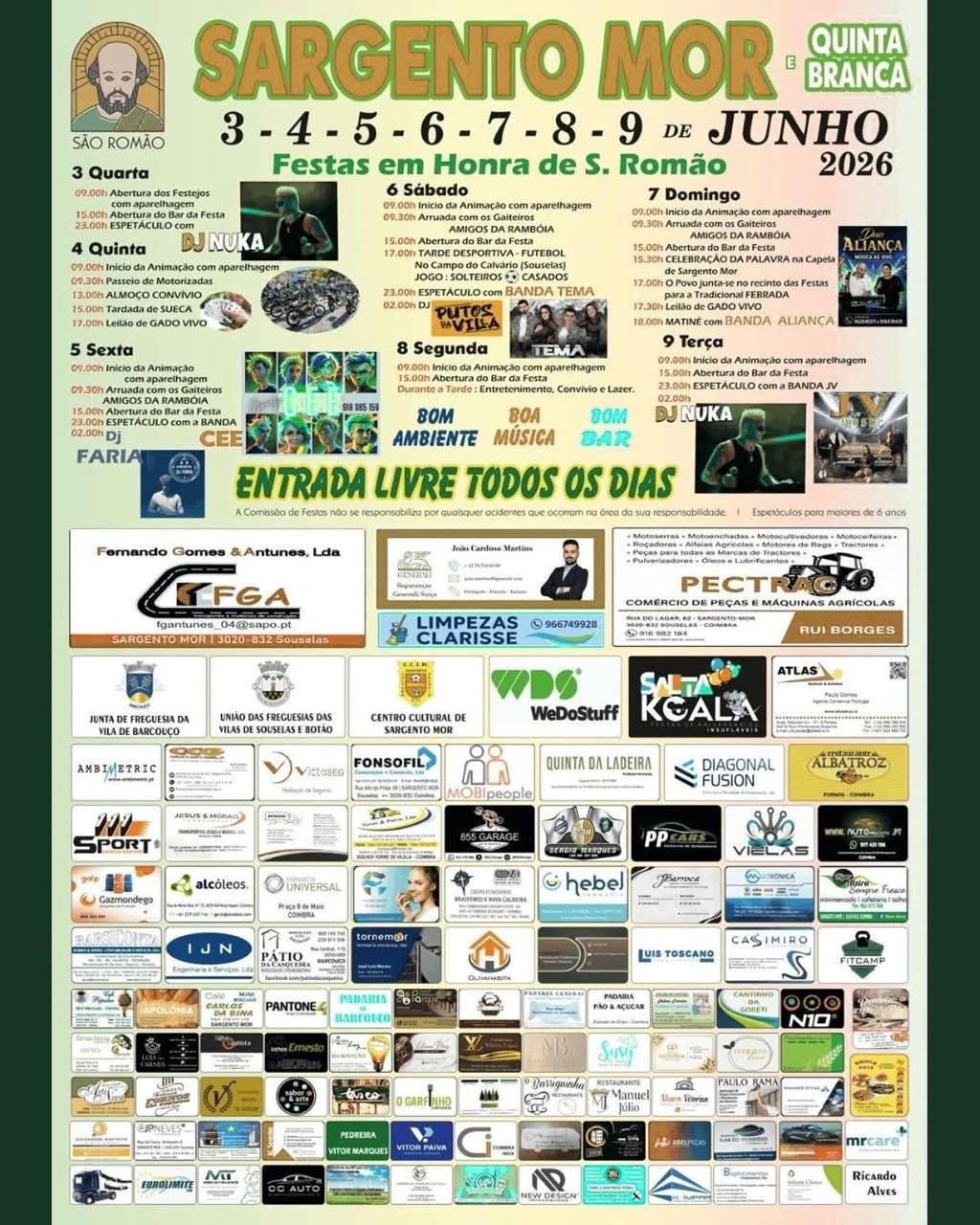 Cartaz Festas em Honra de S. Romão 2026 - Sargento Mor