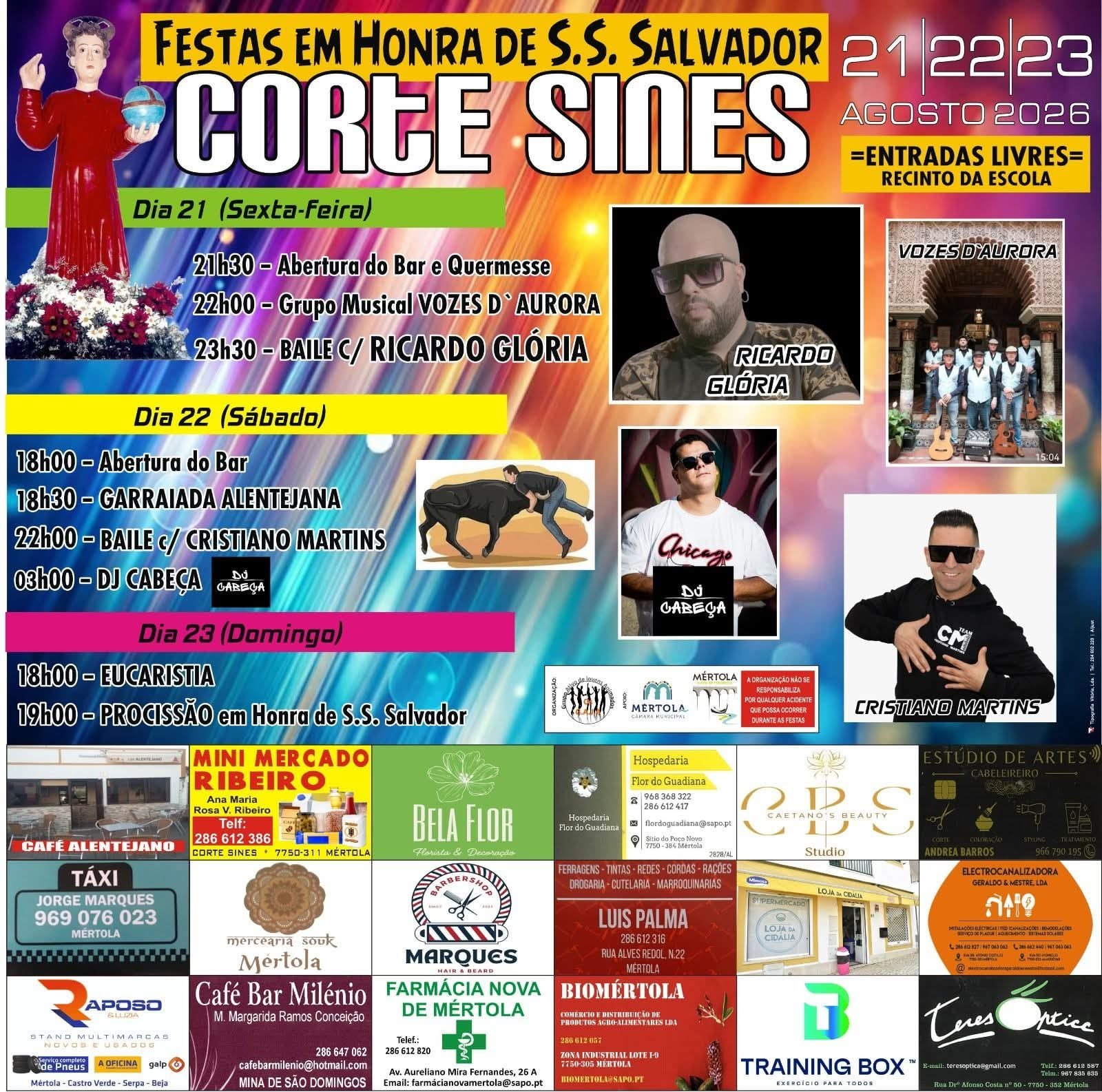 Cartaz Festas em honra de S.S. Salvador 2026 - Corte Sines