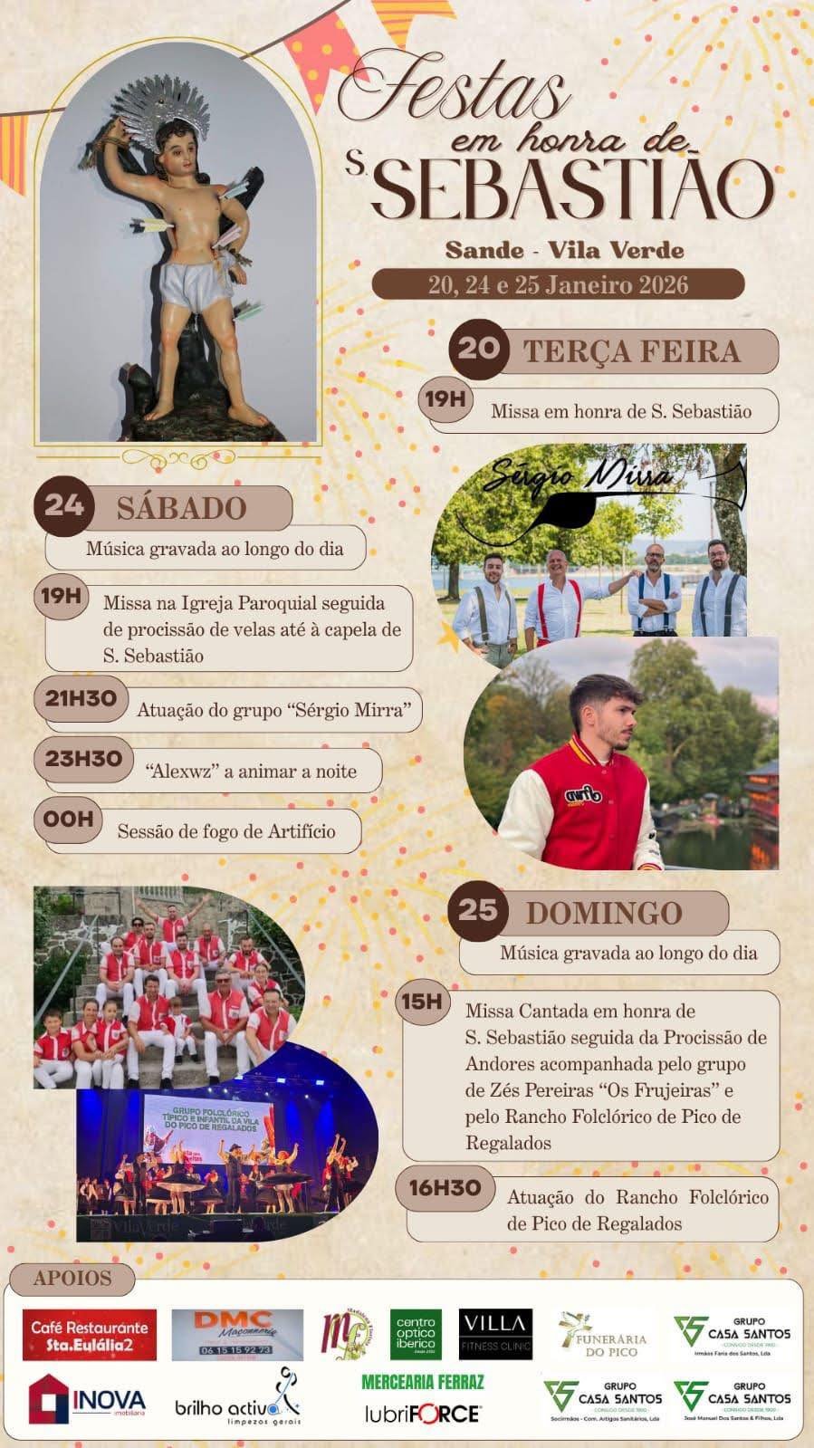 Cartaz Festas em honra de S. Sebastião 2026 - Sande