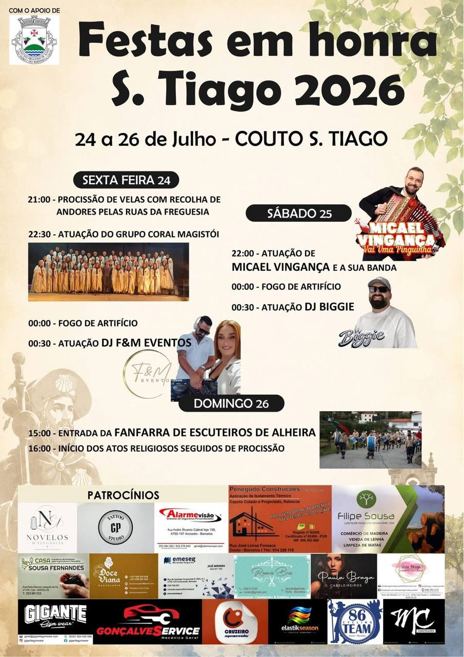 Cartaz Festas em honra de S. Tiago 2026 - Couto S. Tiago