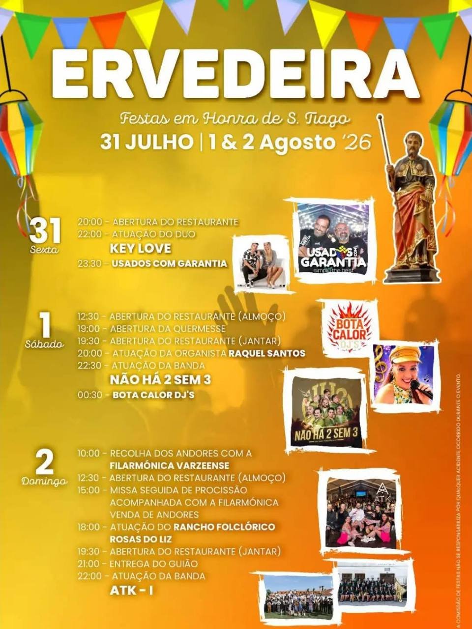 Cartaz Festas em honra de S. Tiago 2026 - Ervedeira