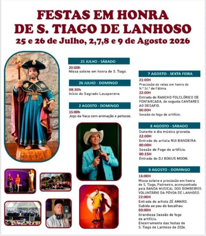 Cartaz Festas em honra de S. Tiago 2026 - Lanhoso