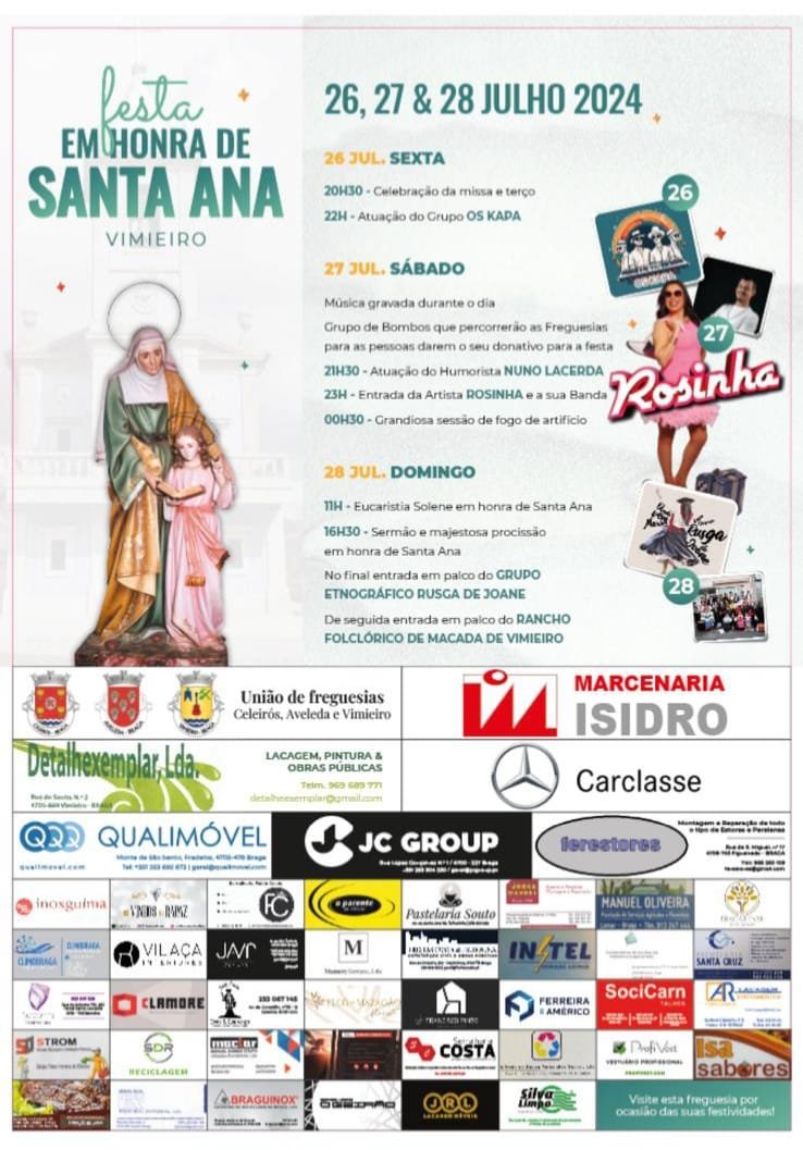Cartaz Festas em Honra de Santa Ana 2024 - Vimieiro