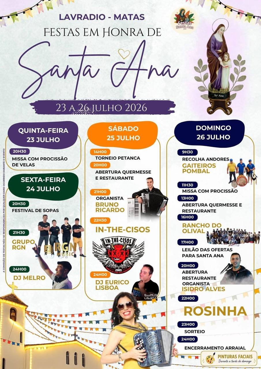 Cartaz Festas em honra de Santa Ana 2026 - Lavradio