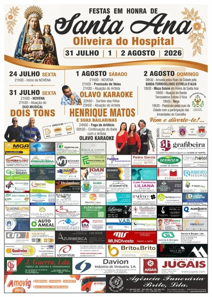 Cartaz Festas em honra de Santa Ana 2026 - Oliveira do Hospital