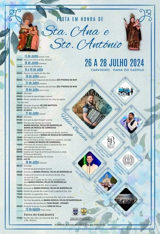 Cartaz FESTAS EM HONRA DE SANTA ANA E SANTO ANTÓNIO 2024 - Viana do Castelo