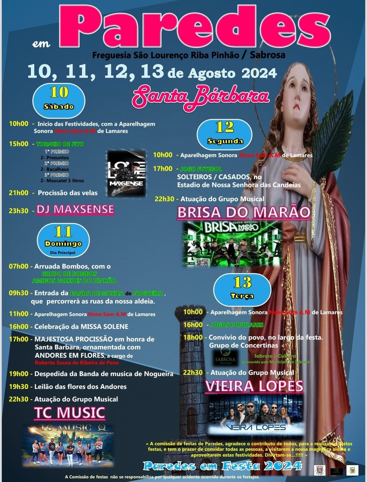 Cartaz Festas em Honra de Santa Bárbara 2024 - Paredes do Pinhão