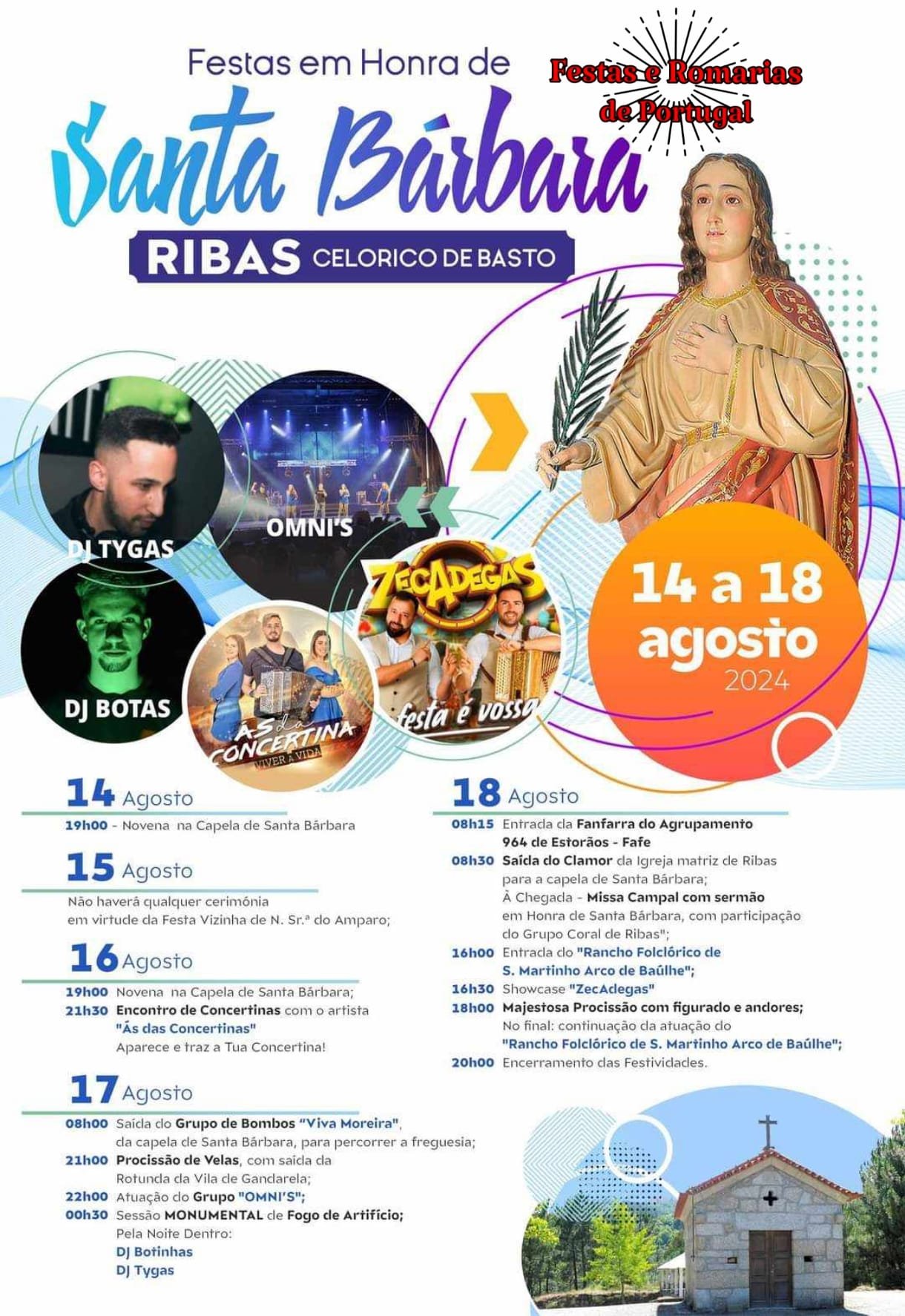 Cartaz Festas em Honra de Santa Bárbara 2024 - Ribas