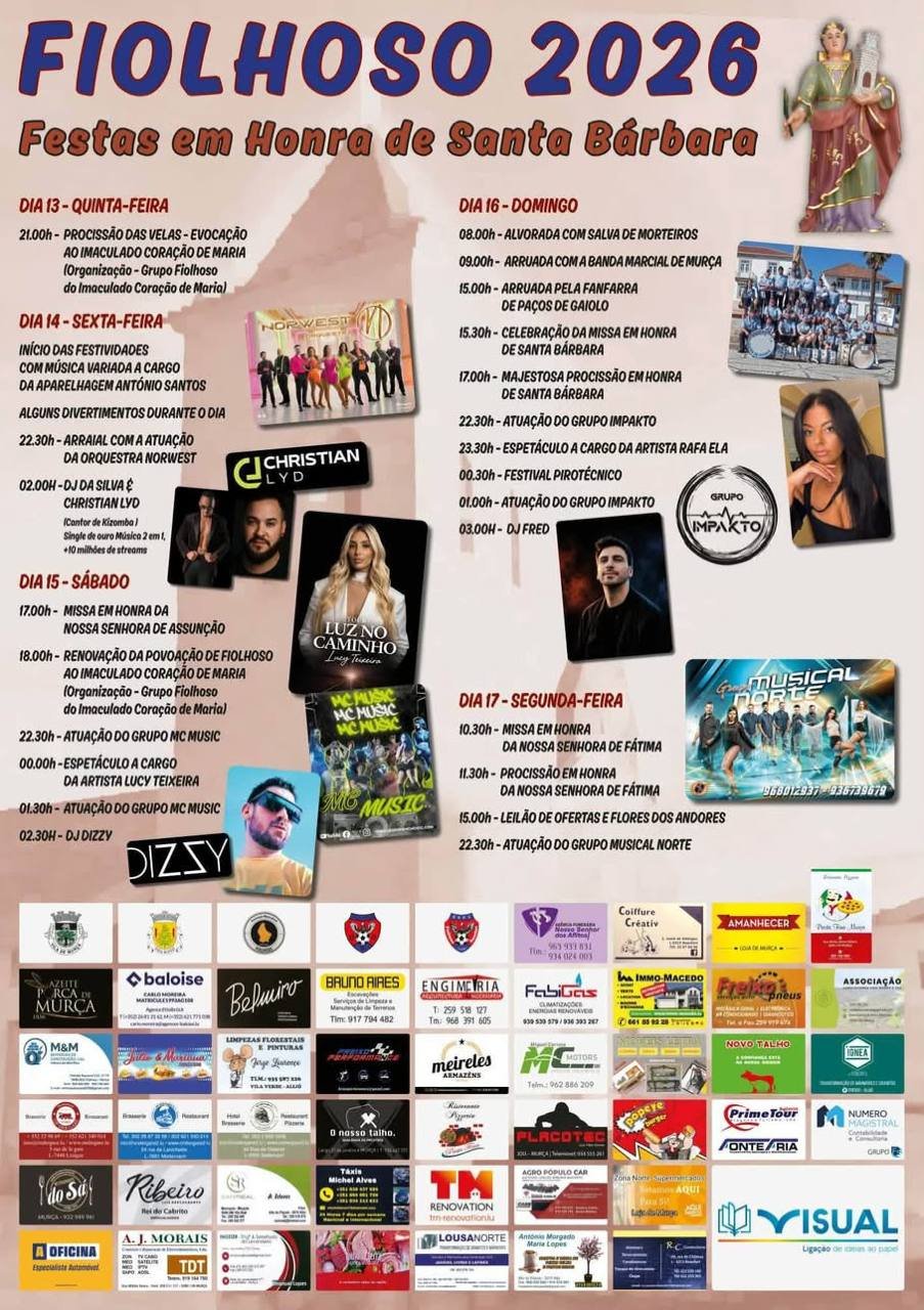 Cartaz Festas em Honra de Santa Bárbara 2026 - Fiolhoso