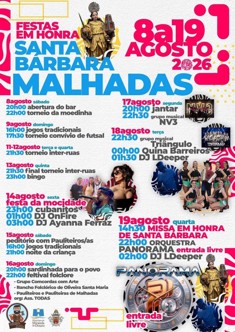 Cartaz Festas em honra de Santa Bárbara 2026 - Malhadas