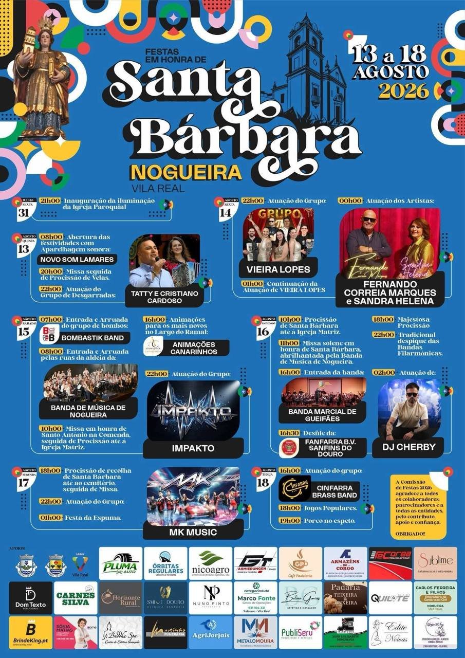 Cartaz Festas em honra de Santa Bárbara 2026 - Nogueira
