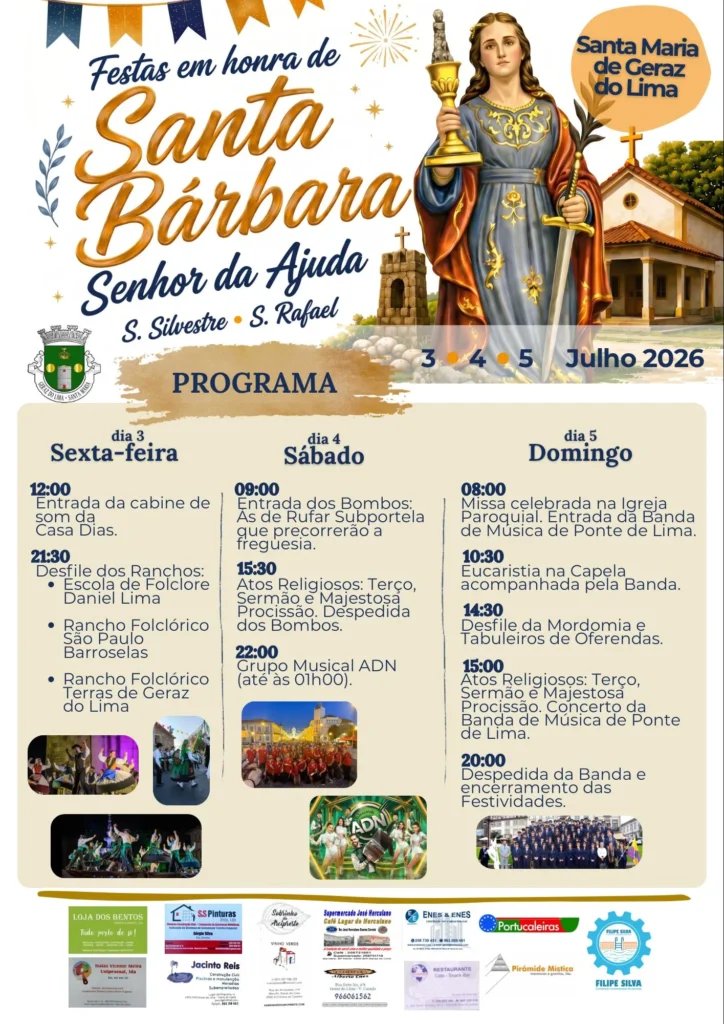 Cartaz Festas em honra de Santa Bárbara 2026 - Santa Maria de Geraz do Lima