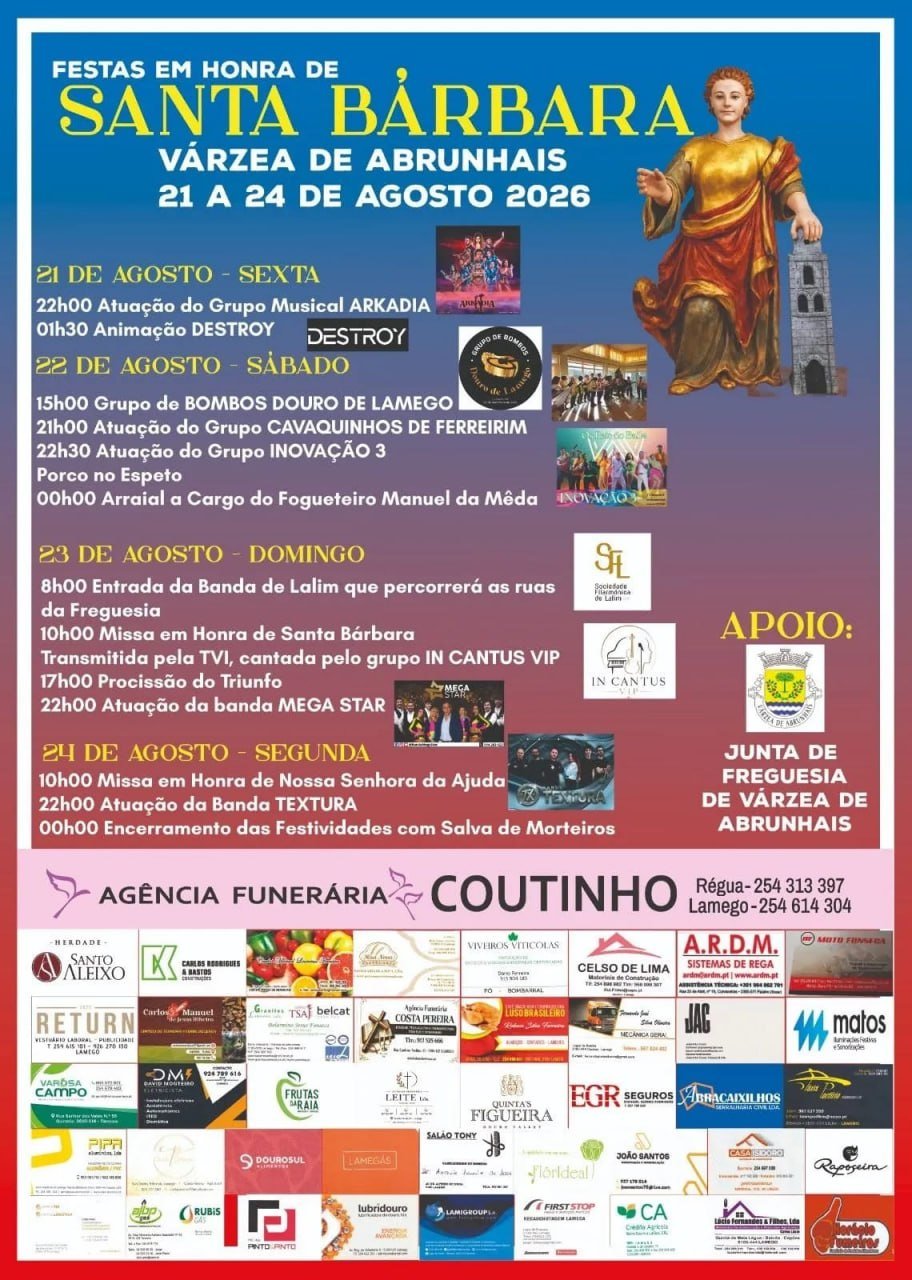 Cartaz Festas em honra de Santa Bárbara 2026 - Várzea de Abrunhais