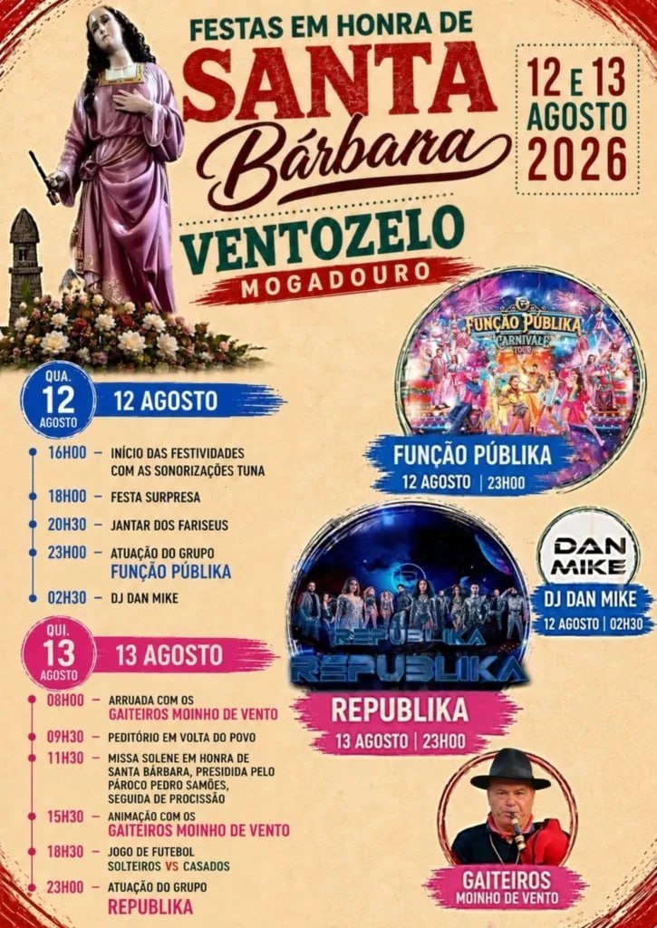 Cartaz Festas em honra de Santa Bárbara 2026 - Ventozelo