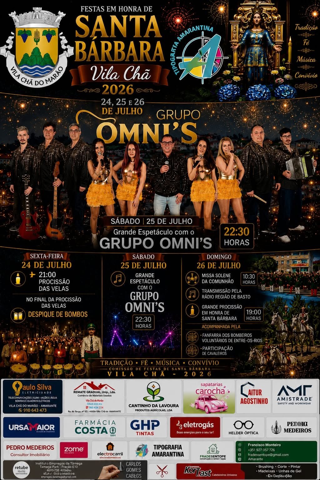 Cartaz Festas em Honra de Santa Bárbara 2026 - Vila Chã