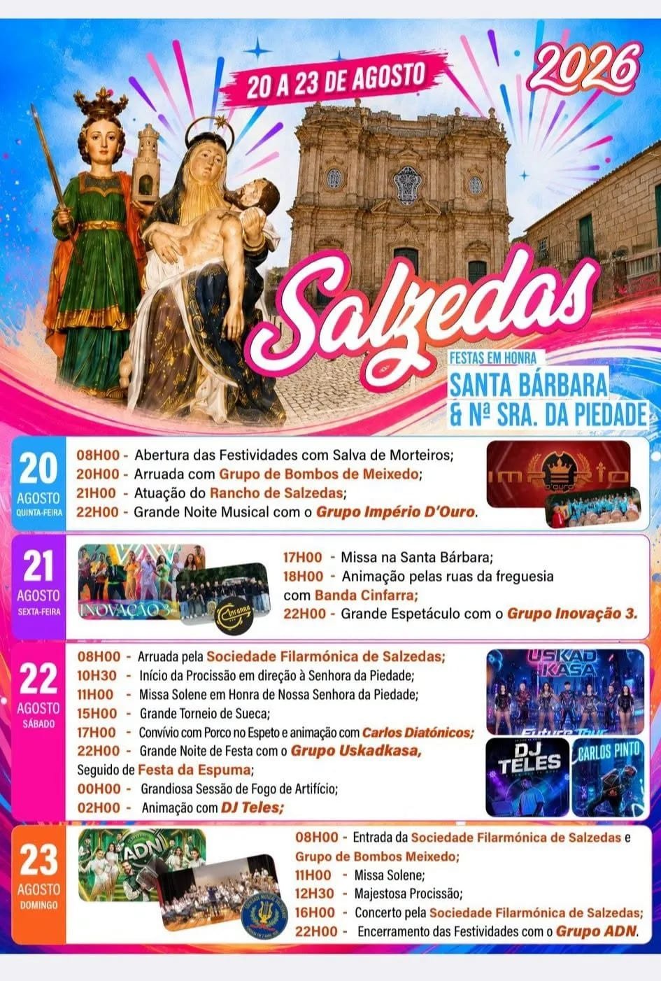 Cartaz Festas em honra de Santa Bárbara & Nª Sra. da Piedade 2026 - Salzedas