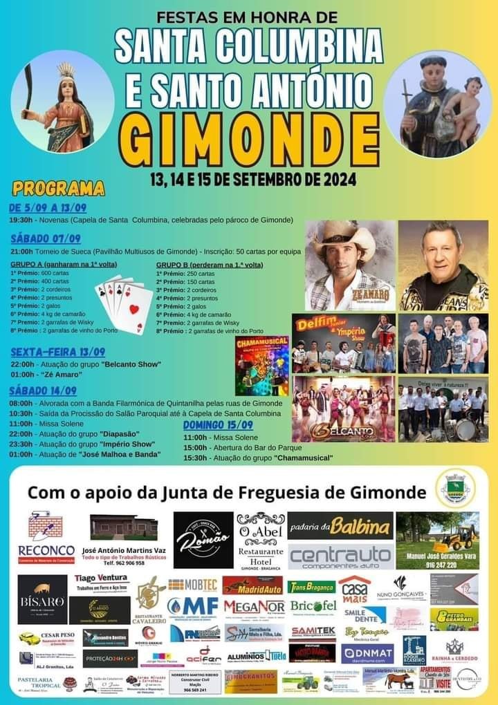 Cartaz Festas em Honra de Santa Columbina 2024 - Gimonde
