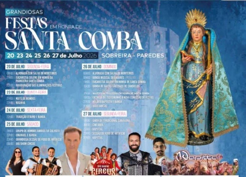 Cartaz Festas em honra de Santa Comba 2026 - Sobreira