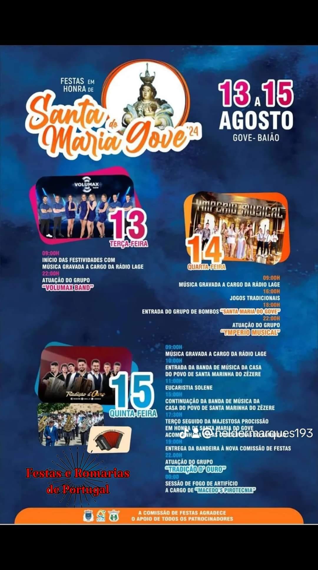 Cartaz Festas em Honra de Santa Maria 2024 - Gove