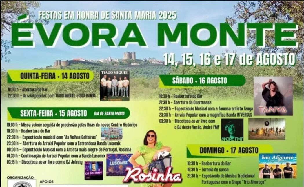 Cartaz Festas em Honra de Santa Maria 2025 - Évora Monte