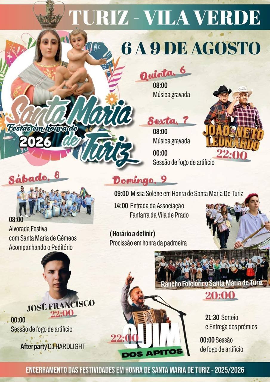 Cartaz Festas em honra de Santa Maria de Turiz 2026 - Turiz