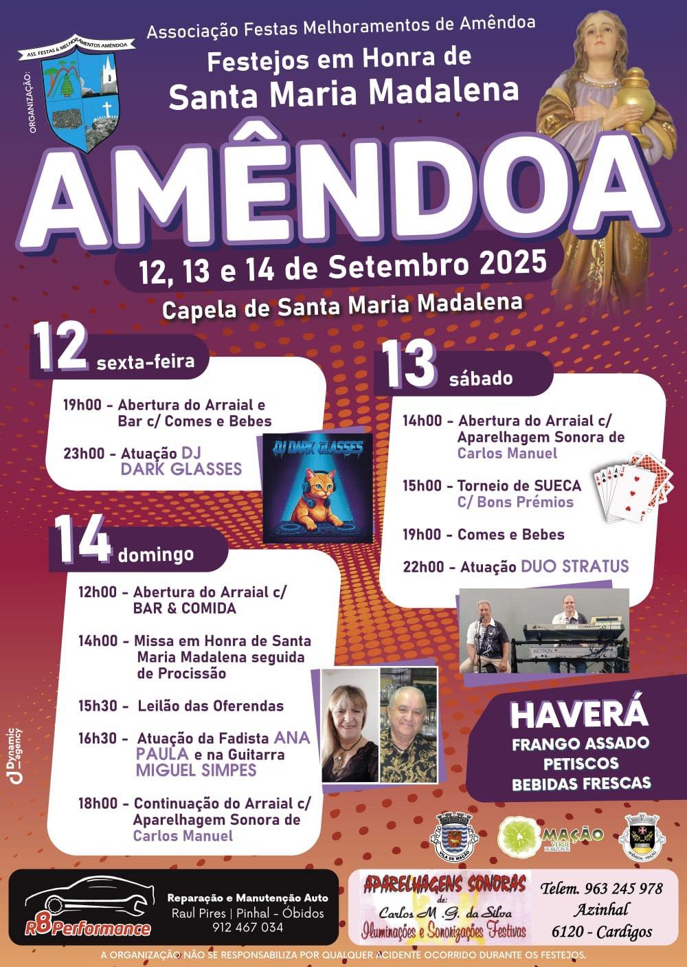 Cartaz Festas em Honra de Santa Maria Madalena 2025 - Amêndoa