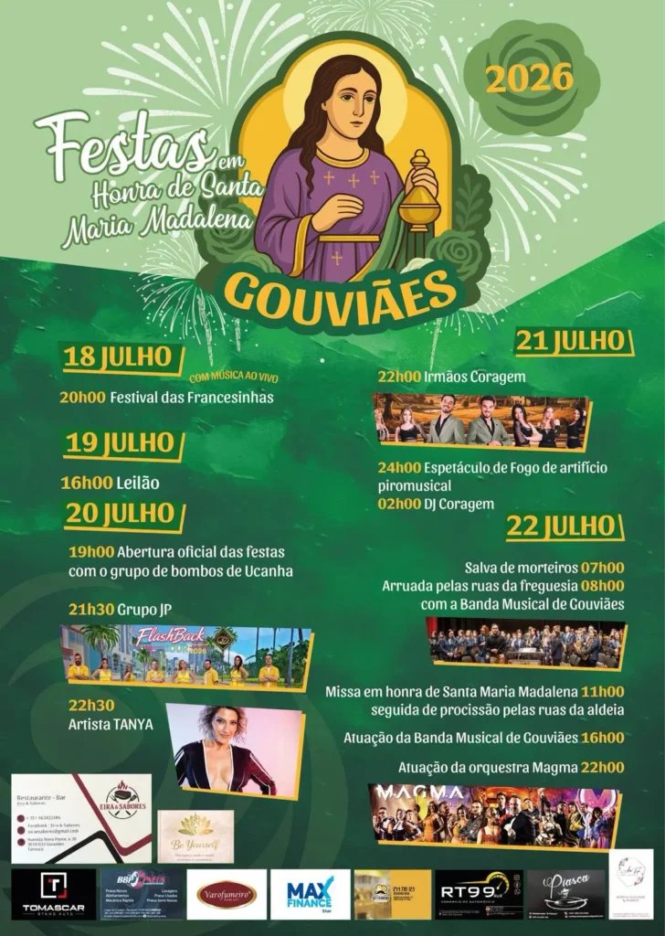 Cartaz Festas em honra de Santa Maria Madalena 2026 - Gouvães