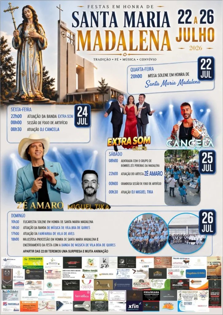 Cartaz Festas em honra de Santa Maria Madalena 2026 - Madalena