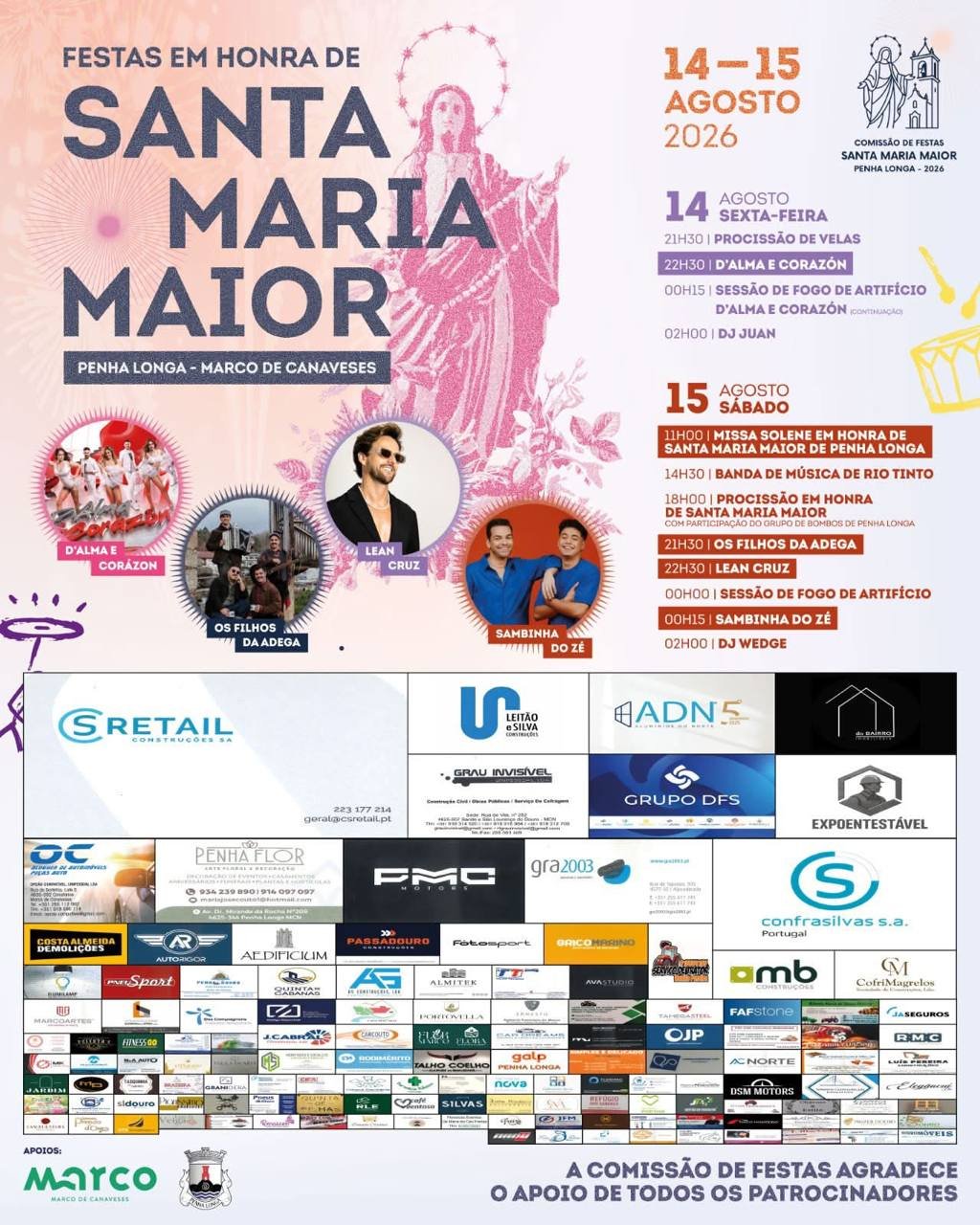 Cartaz Festas em honra de Santa Maria Maior 2026 - Penha Longa