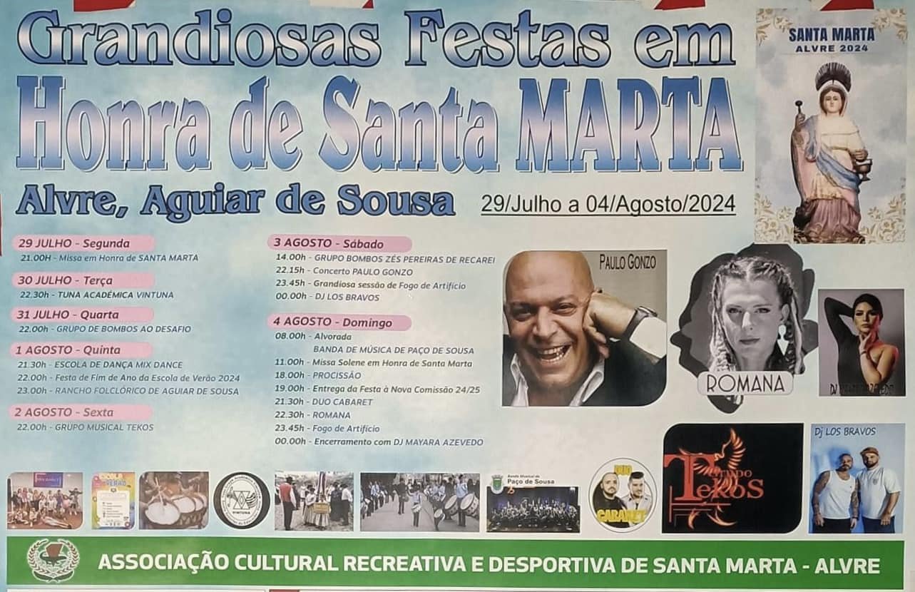 Cartaz Festas em Honra de Santa Marta 2024 - Alvre