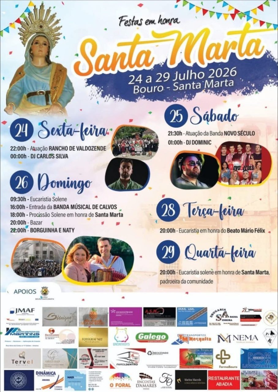 Cartaz Festas em honra de Santa Marta 2026 - Bouro
