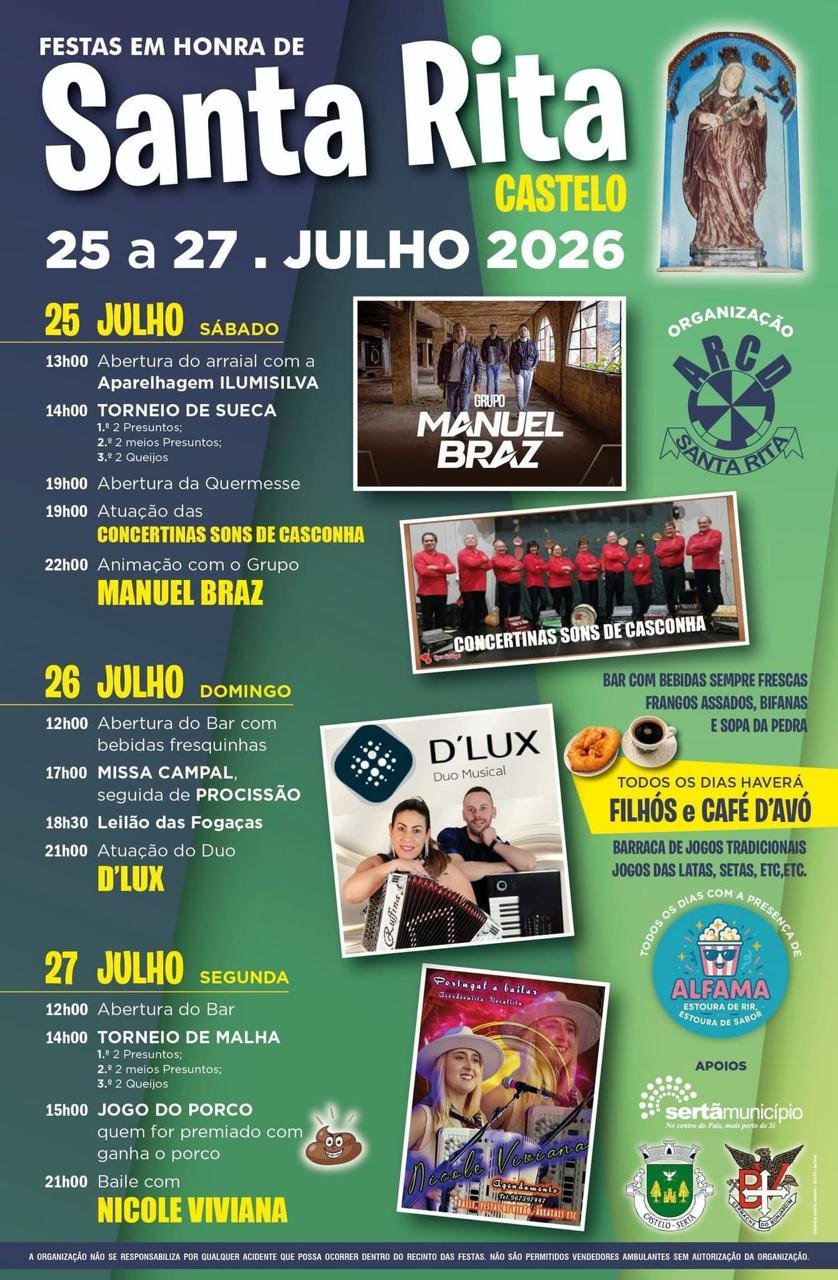 Cartaz Festas em honra de Santa Rita 2026 - Castelo