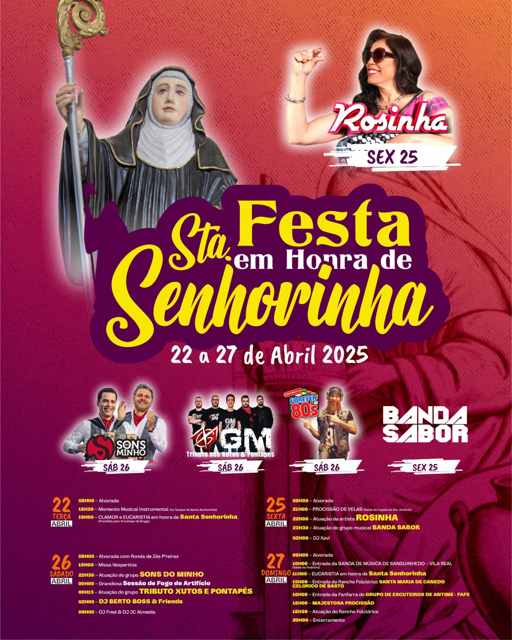 Cartaz Festas em Honra de Santa Senhorinha 2025 - Cabeceiras de Basto