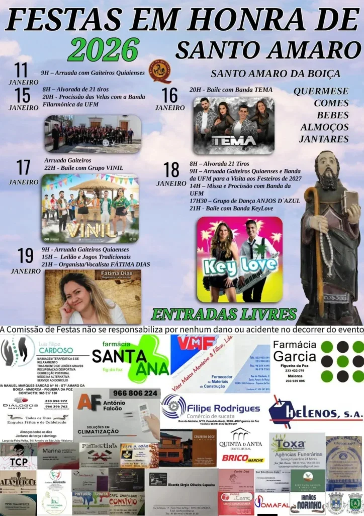 Cartaz Festas em Honra de Santo Amaro 2026 - Figueira da Foz