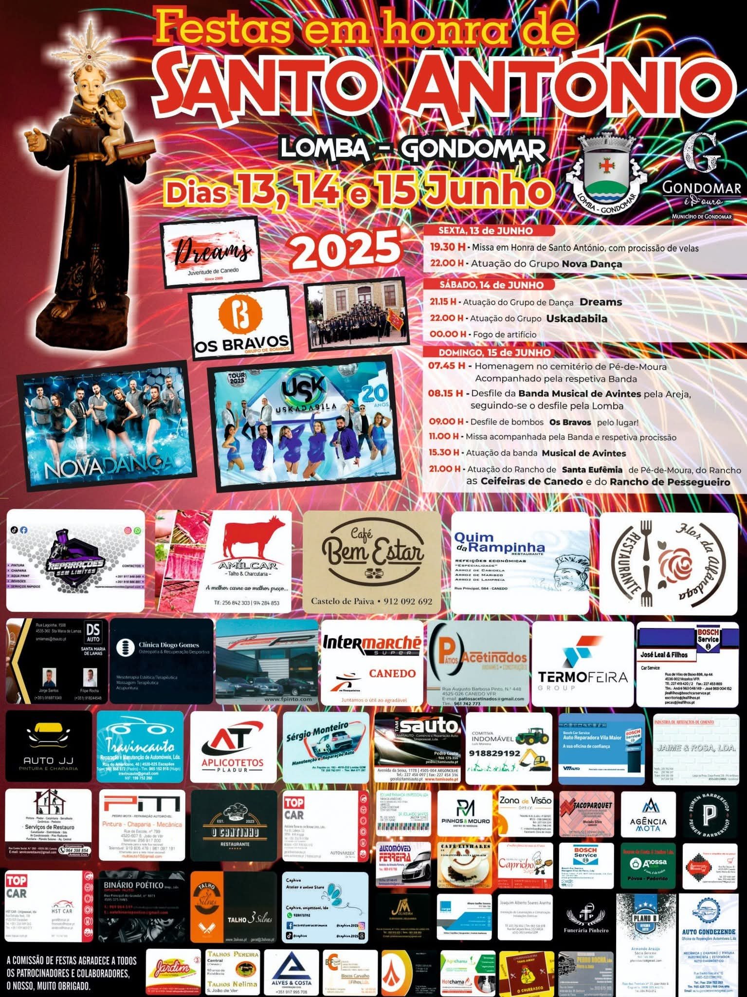 Cartaz Festas em Honra de Santo António 2025 - Gondomar