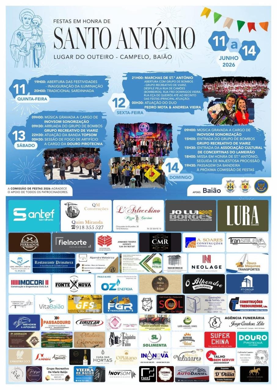 Cartaz Festas em honra de Santo António 2026 - Campelo