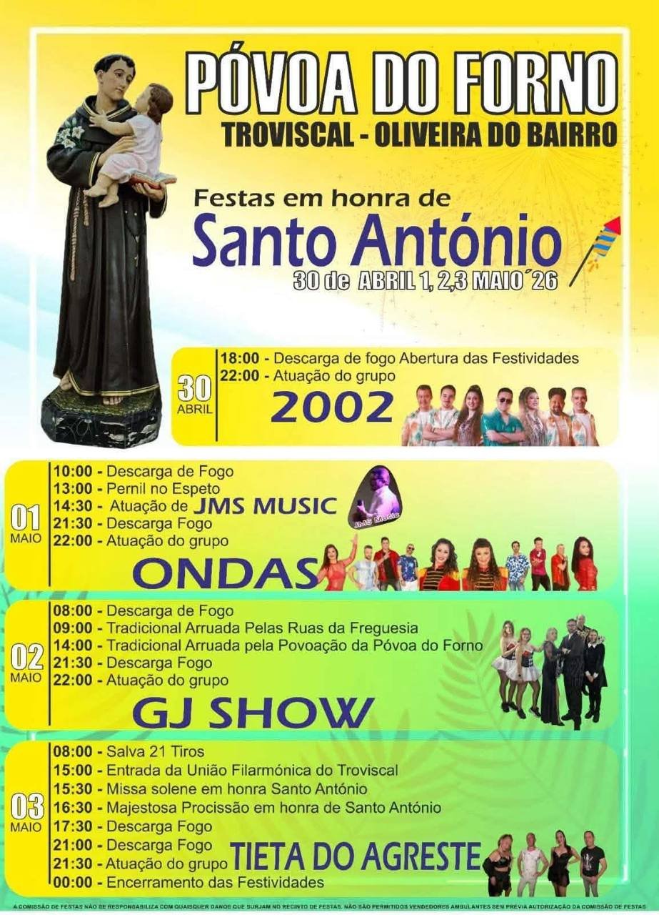 Cartaz Festas em honra de Santo António 2026 - Póvoa do Forno