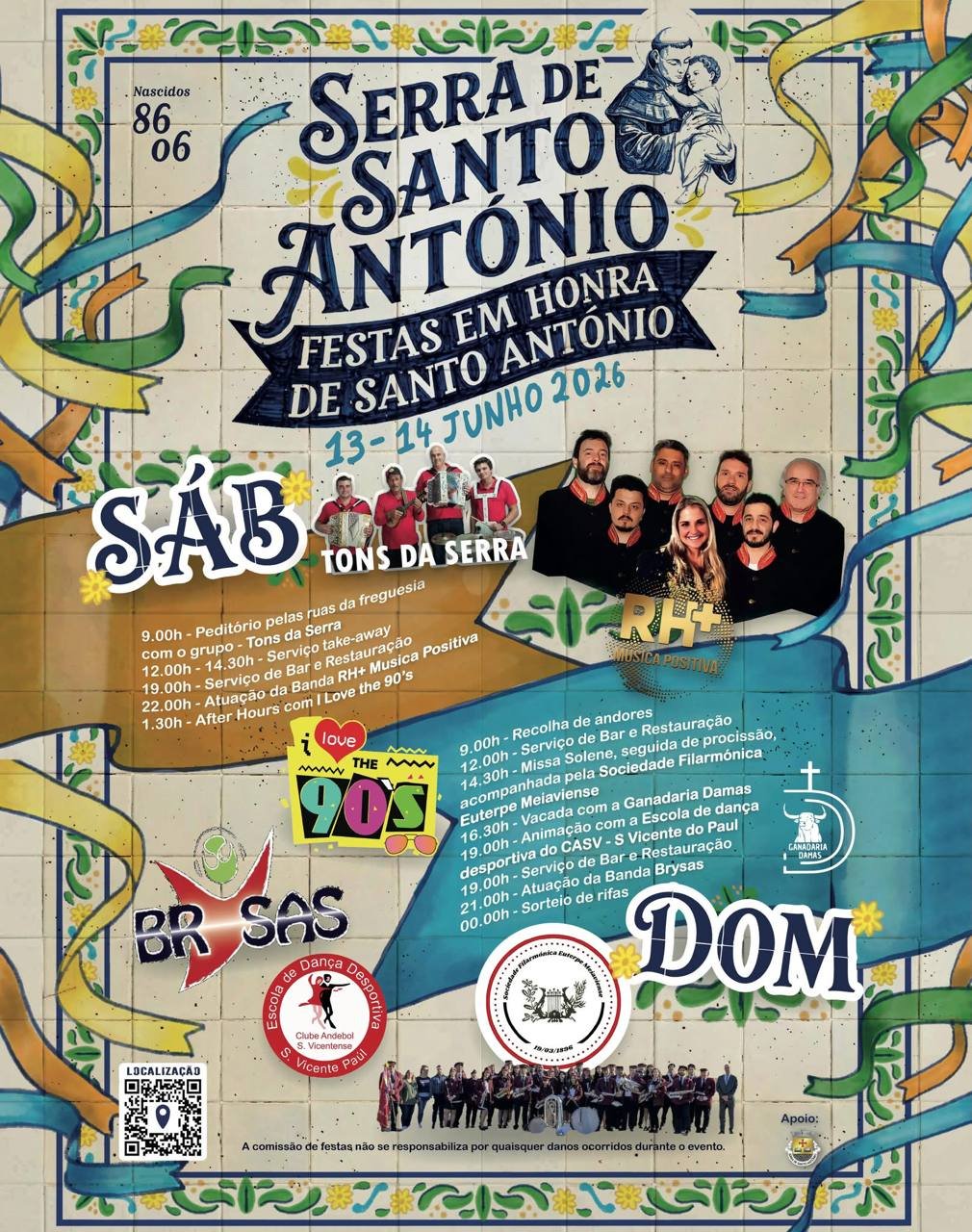 Cartaz Festas em honra de Santo António 2026 - Serra de Santo António
