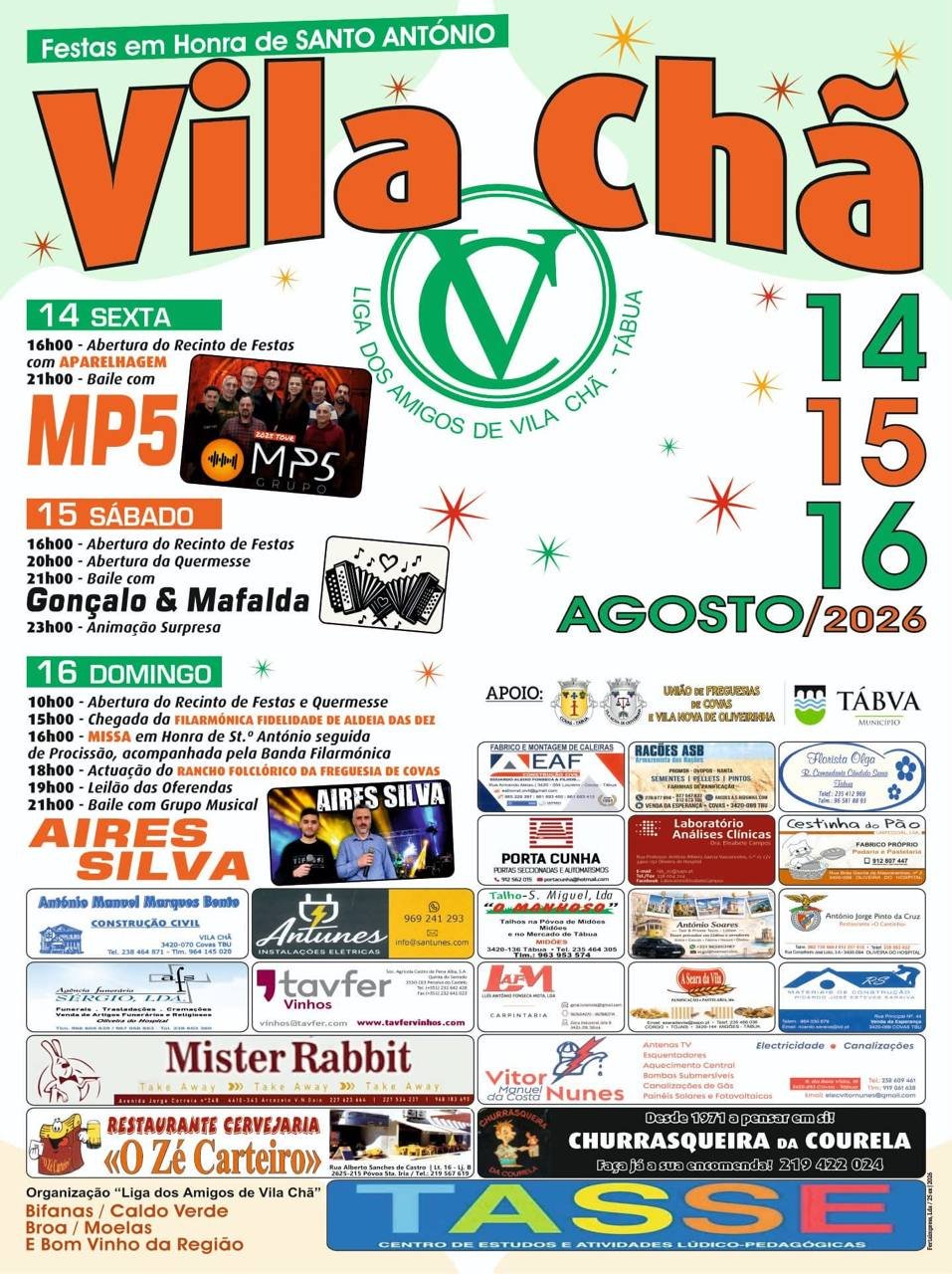 Cartaz Festas em honra de Santo António 2026 - Vila Chã