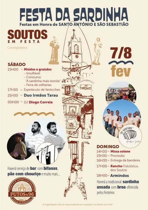 Cartaz Festas em Honra de Santo António e São Sebastião 2026 - Caranguejeira