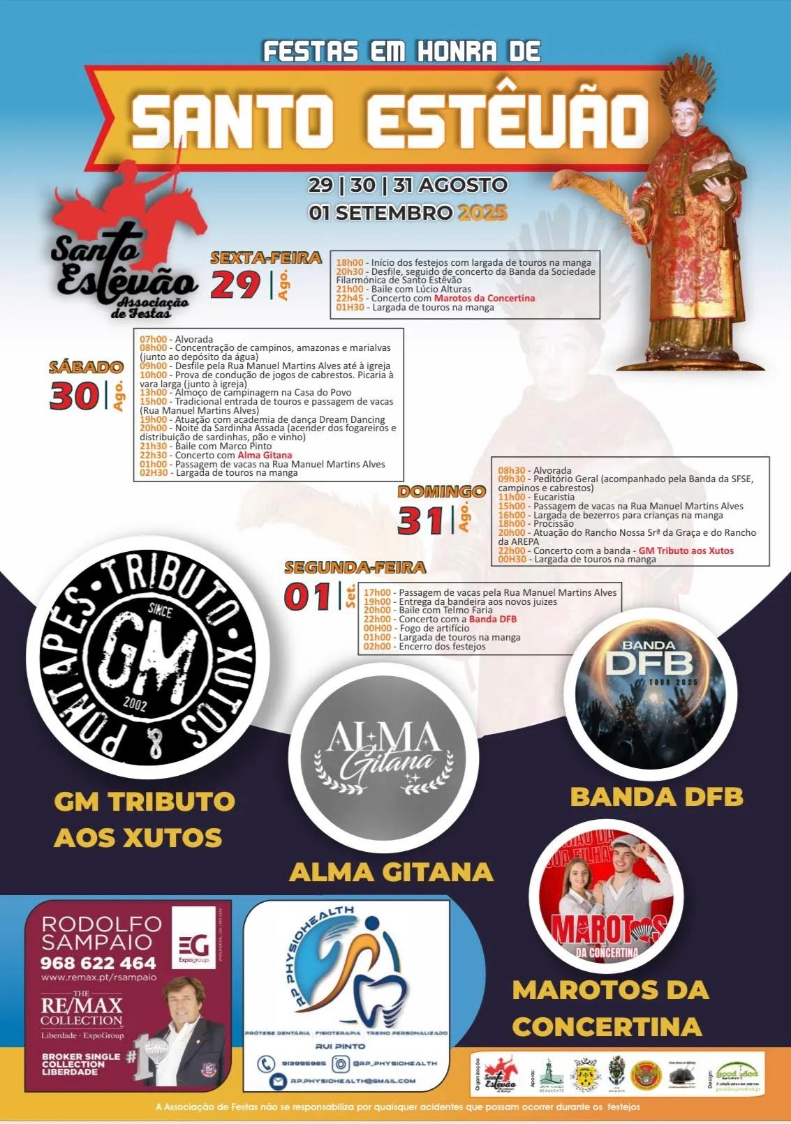 Cartaz Festas em Honra de Santo Estêvão 2025 - Benavente