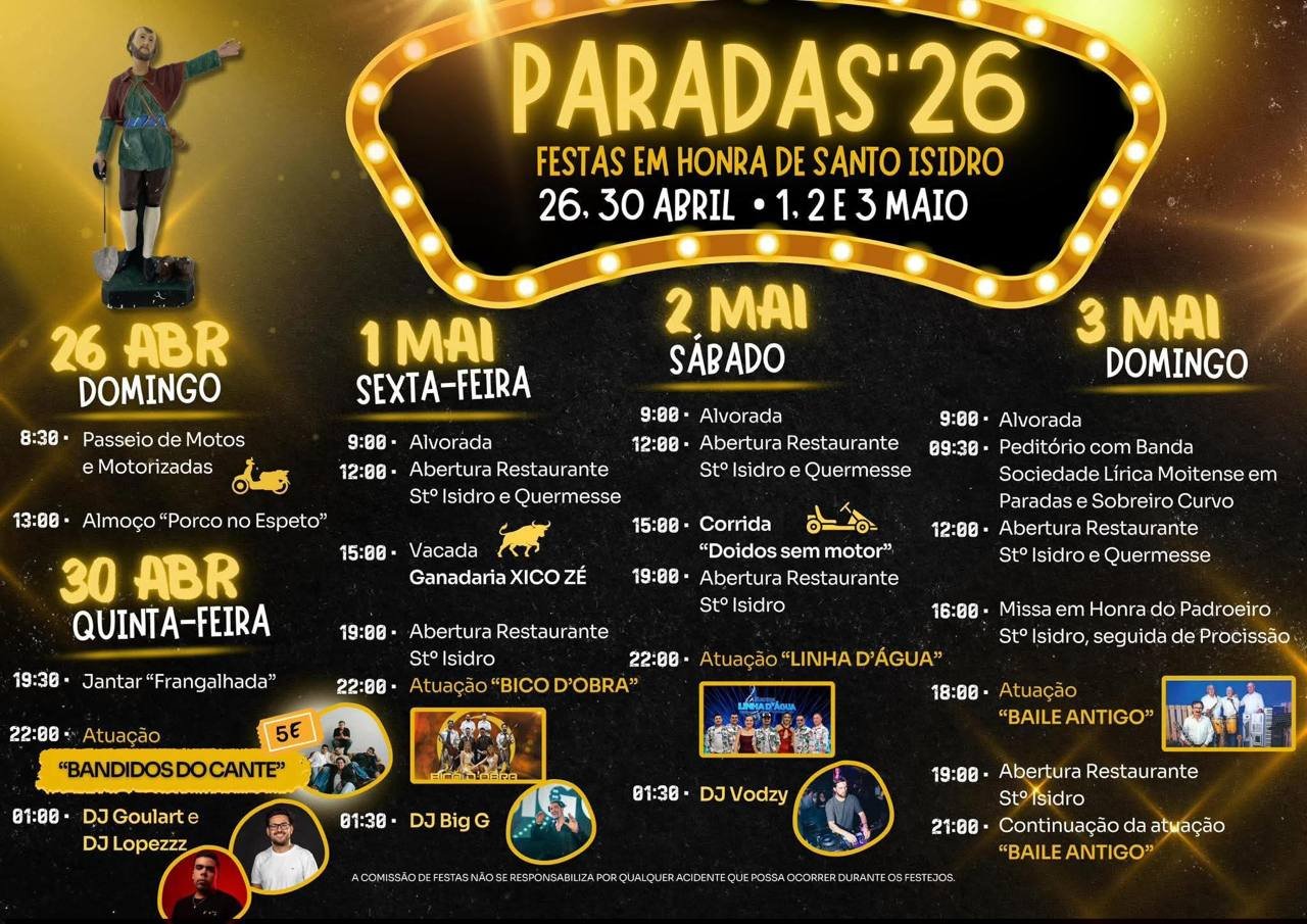 Cartaz Festas em honra de Santo Isidro 2026 - Paradas